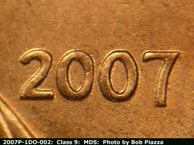 2007 Lincoln cent obverse, CopperCoins die 2007P•1DO•002.