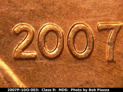 2007 Lincoln cent obverse, CopperCoins die 2007P•1DO•003.