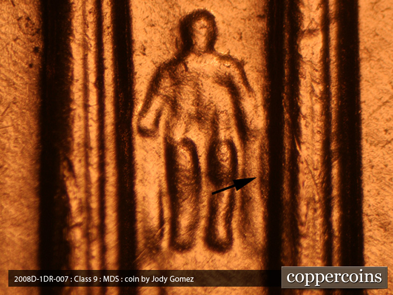 2008 Lincoln cent obverse, CopperCoins die 2008D•1DR•007.
