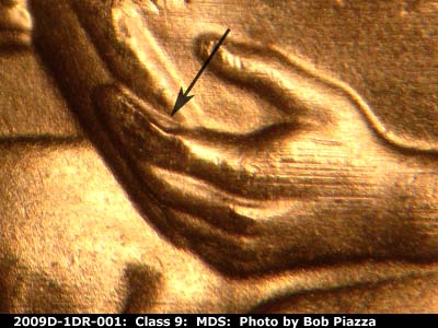2009 Lincoln cent obverse, CopperCoins die 2009D•1DR•001.