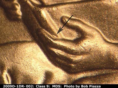 2009 Lincoln cent obverse, CopperCoins die 2009D•1DR•002.