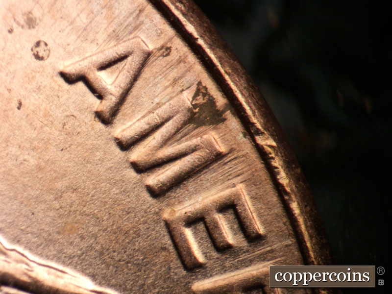 Die-stage B marker on 2009D•1DR•015 (2009 Doubled Die Reverse).