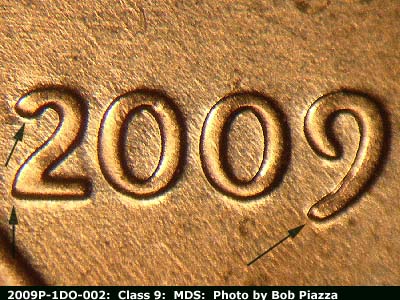 2009 Lincoln cent obverse, CopperCoins die 2009P•1DO•002.