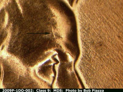 Die-stage B marker on 2009P•1DO•002 (2009 Doubled Die Obverse).