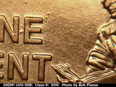 Die-stage A marker on 2009P•1DO•008 (2009 Doubled Die Obverse).