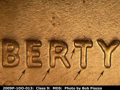 2009 Lincoln cent obverse, CopperCoins die 2009P•1DO•013.