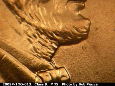 Die-stage B marker on 2009P•1DO•013 (2009 Doubled Die Obverse).
