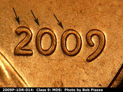 2009 Lincoln cent obverse, CopperCoins die 2009P•1DO•014.