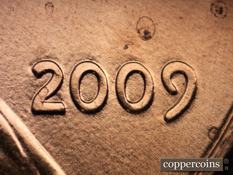 Die-stage B marker on 2009P•1DO•017 (2009 Doubled Die Obverse).