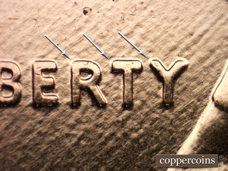Die-stage A marker on 2009P•1DO•019 (2009 Doubled Die Obverse).