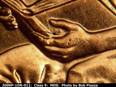 2009 Lincoln cent obverse, CopperCoins die 2009P•1DR•011.