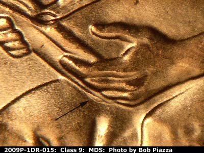 2009 Lincoln cent obverse, CopperCoins die 2009P•1DR•015.
