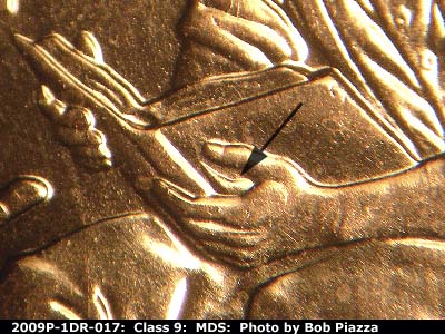2009 Lincoln cent obverse, CopperCoins die 2009P•1DR•017.