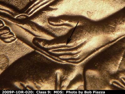 2009 Lincoln cent obverse, CopperCoins die 2009P•1DR•020.