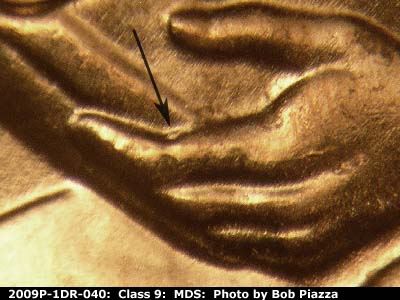 2009 Lincoln cent obverse, CopperCoins die 2009P•1DR•040.