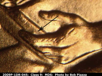 2009 Lincoln cent obverse, CopperCoins die 2009P•1DR•045.