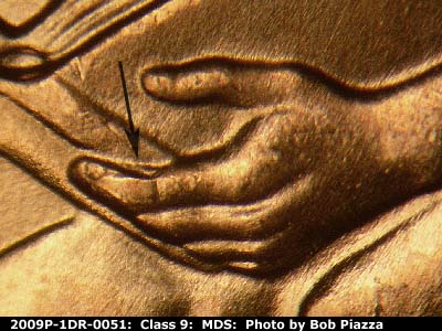 2009 Lincoln cent obverse, CopperCoins die 2009P•1DR•051.