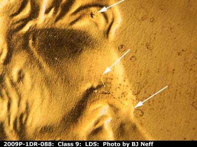 Die-stage C marker on 2009P•1DR•088 (2009 Doubled Die Reverse).