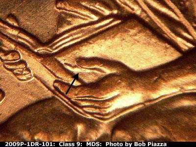2009 Lincoln cent obverse, CopperCoins die 2009P•1DR•101.