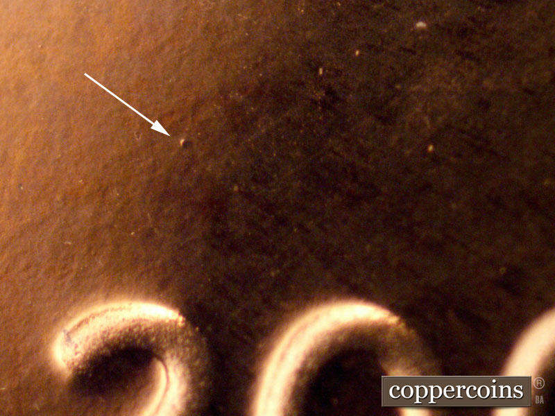 Die-stage A marker on 2009S•1DR•002P (2009 Doubled Die Reverse).
