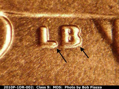 2010 Lincoln cent obverse, CopperCoins die 2010P•1DR•002.