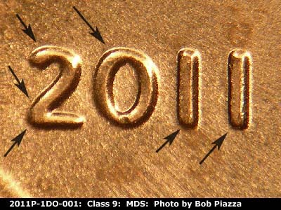 2011 Lincoln cent obverse, CopperCoins die 2011P•1DO•001.