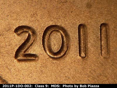 2011 Lincoln cent obverse, CopperCoins die 2011P•1DO•002.