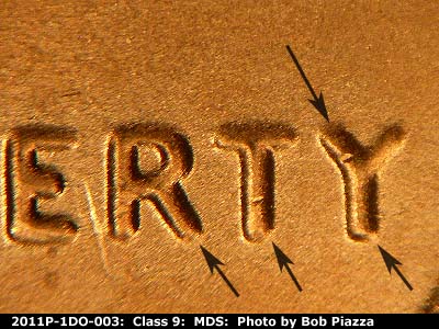 2011 Lincoln cent obverse, CopperCoins die 2011P•1DO•003.