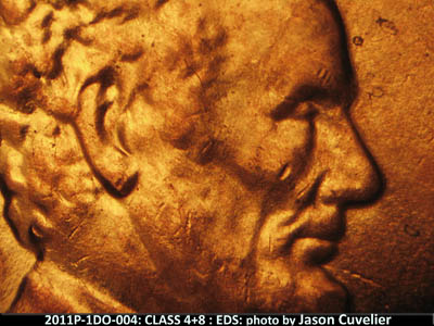 Die-stage A marker on 2011P•1DO•004 (2011 Doubled Die Obverse).