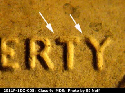 2011 Lincoln cent obverse, CopperCoins die 2011P•1DO•005.