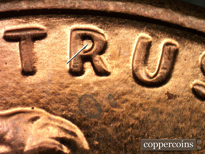 Die-stage B marker on 2011P•1DO•006 (2011 Doubled Die Obverse).