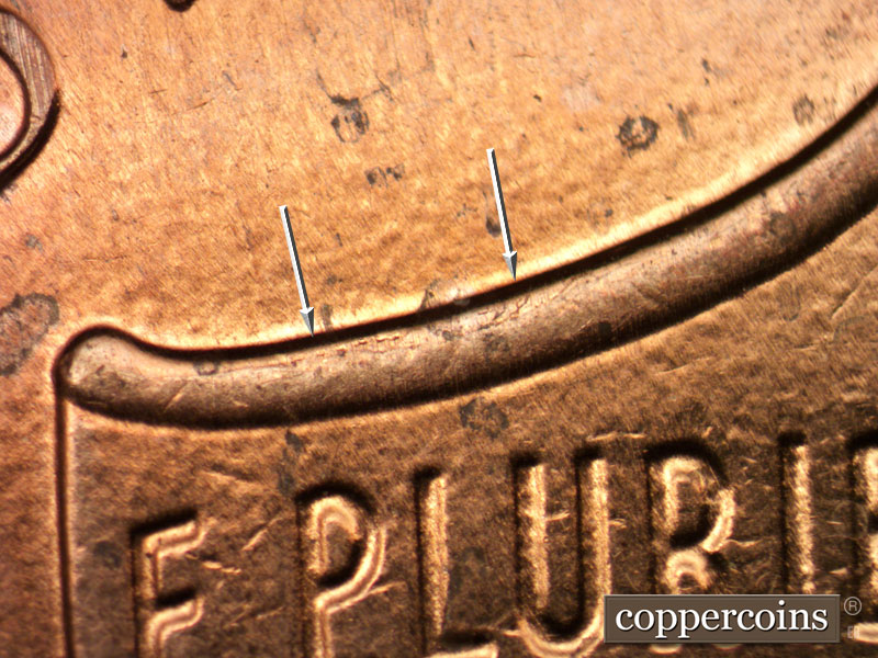 Die-stage B marker on 2011P•1DO•006 (2011 Doubled Die Obverse).