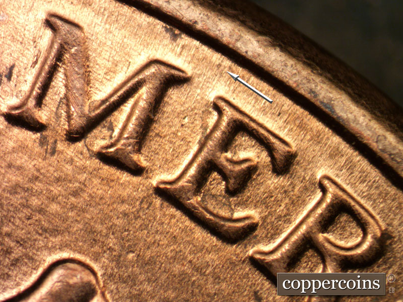Die-stage B marker on 2011P•1DO•006 (2011 Doubled Die Obverse).