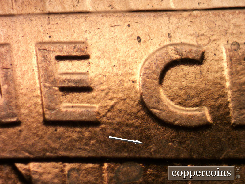 Die-stage B marker on 2011P•1DO•006 (2011 Doubled Die Obverse).
