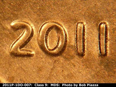 2011 Lincoln cent obverse, CopperCoins die 2011P•1DO•007.