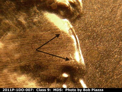 Die-stage B marker on 2011P•1DO•007 (2011 Doubled Die Obverse).