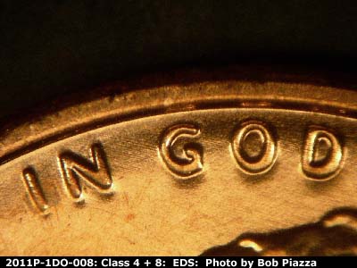 Die-stage A marker on 2011P•1DO•008 (2011 Doubled Die Obverse).