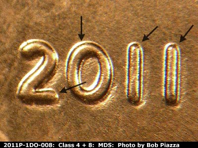2011 Lincoln cent obverse, CopperCoins die 2011P•1DO•008.