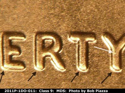 2011 Lincoln cent obverse, CopperCoins die 2011P•1DO•011.