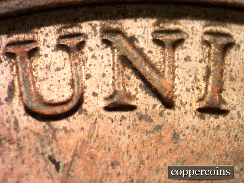 Die-stage A marker on 2011P•1DR•002 (2011 Doubled Die Reverse).
