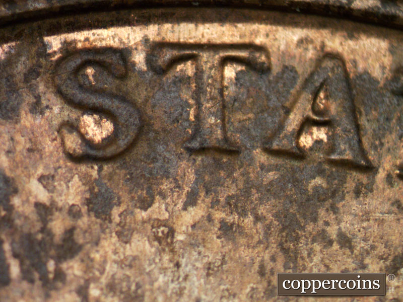 Die-stage A marker on 2011P•1DR•002 (2011 Doubled Die Reverse).