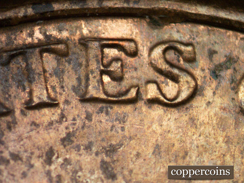 Die-stage A marker on 2011P•1DR•002 (2011 Doubled Die Reverse).