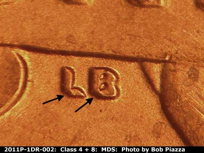 2011 Lincoln cent obverse, CopperCoins die 2011P•1DR•002.