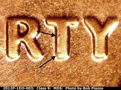 Die-stage B marker on 2012P•1DO•003 (2012 Doubled Die Obverse).