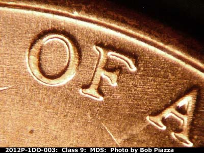 Die-stage B marker on 2012P•1DO•003 (2012 Doubled Die Obverse).