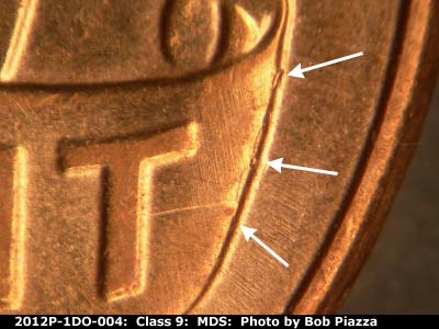 Die-stage B marker on 2012P•1DO•004 (2012 Doubled Die Obverse).