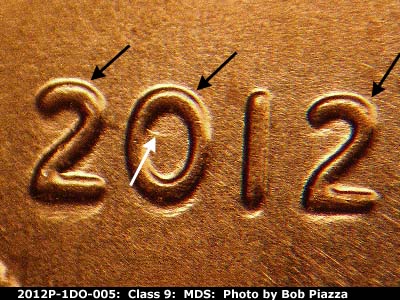 2012 Lincoln cent obverse, CopperCoins die 2012P•1DO•005.