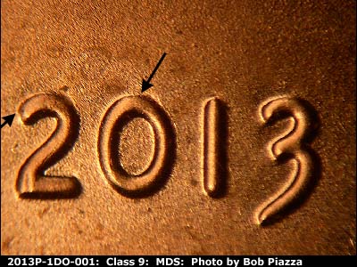 2013 Lincoln cent obverse, CopperCoins die 2013P•1DO•001.