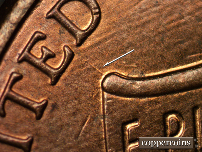 Die-stage B marker on 2013P•1DO•002 (2013 Doubled Die Obverse).