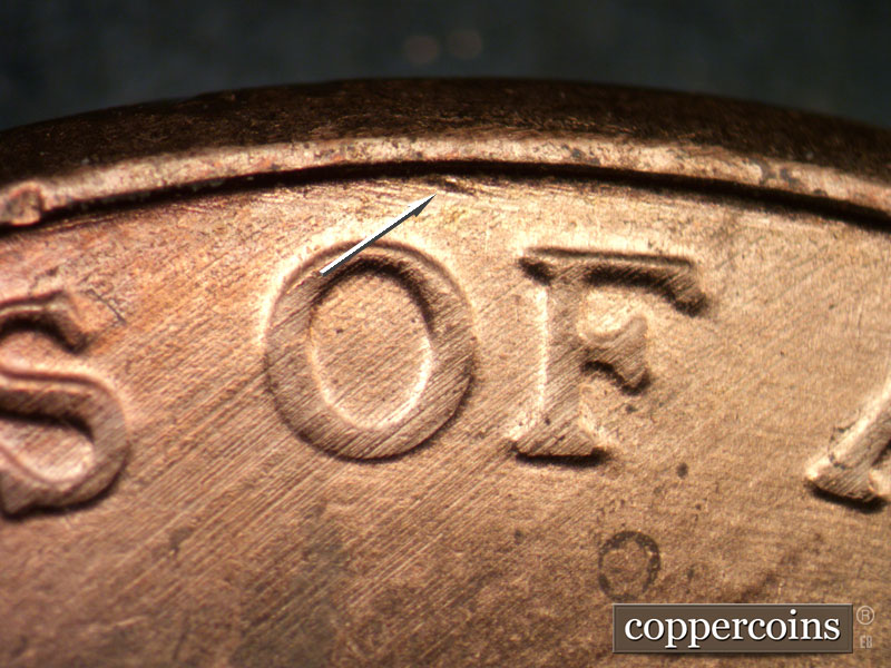 Die-stage B marker on 2013P•1DO•003 (2013 Doubled Die Obverse).